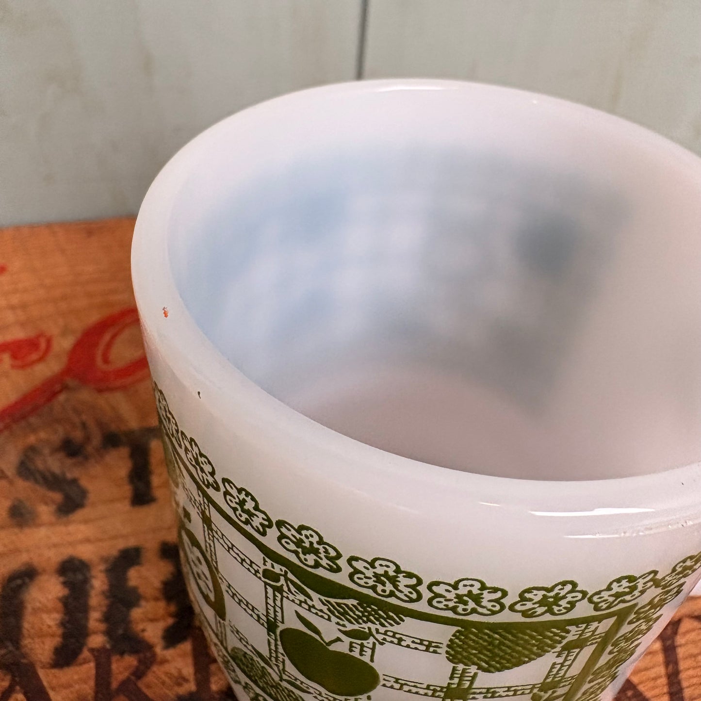 【1960-1976 USA vintage】Fire-King Apple on the mat Green Mug