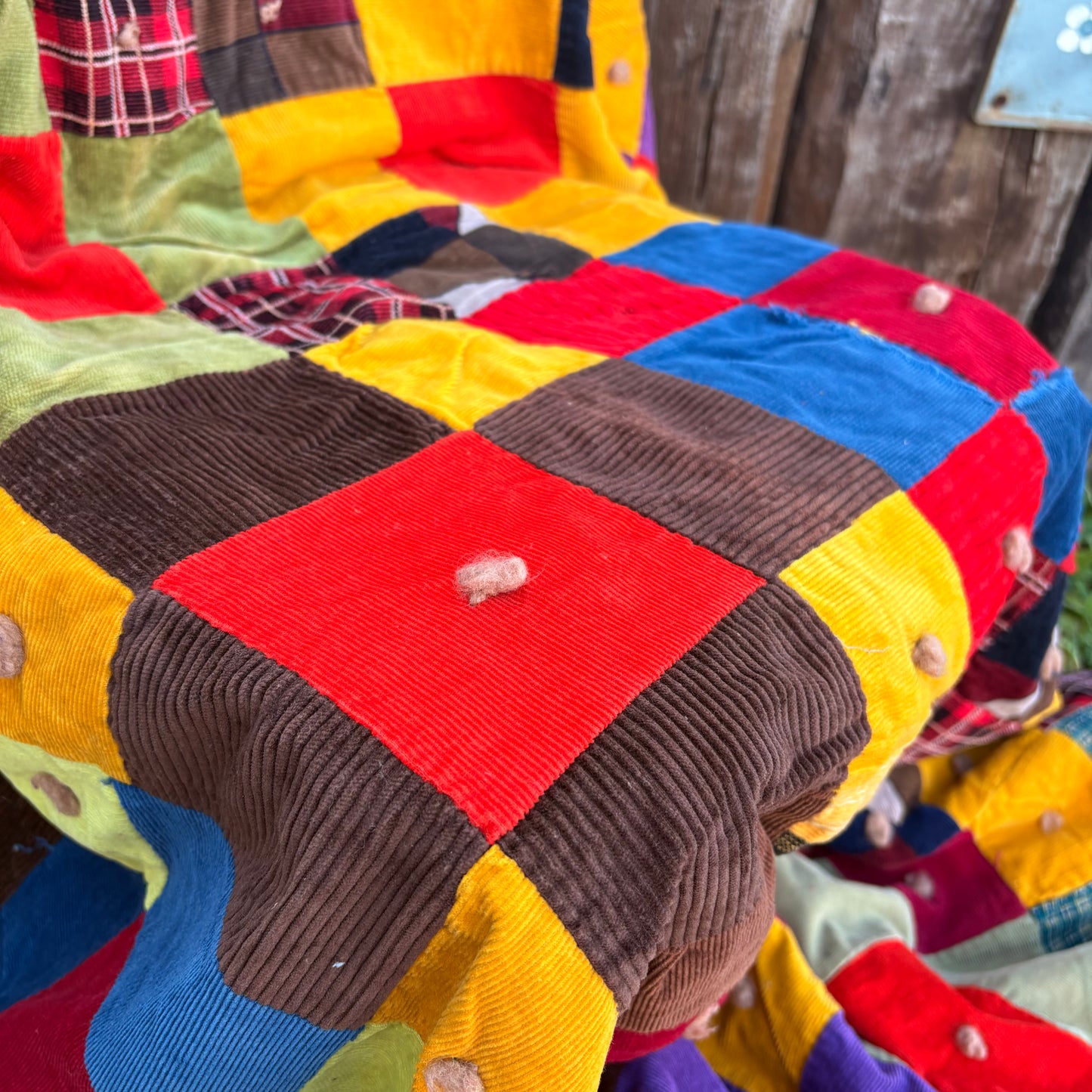 【USA Vintage】 Handmade Patchwork Quilt Blanket