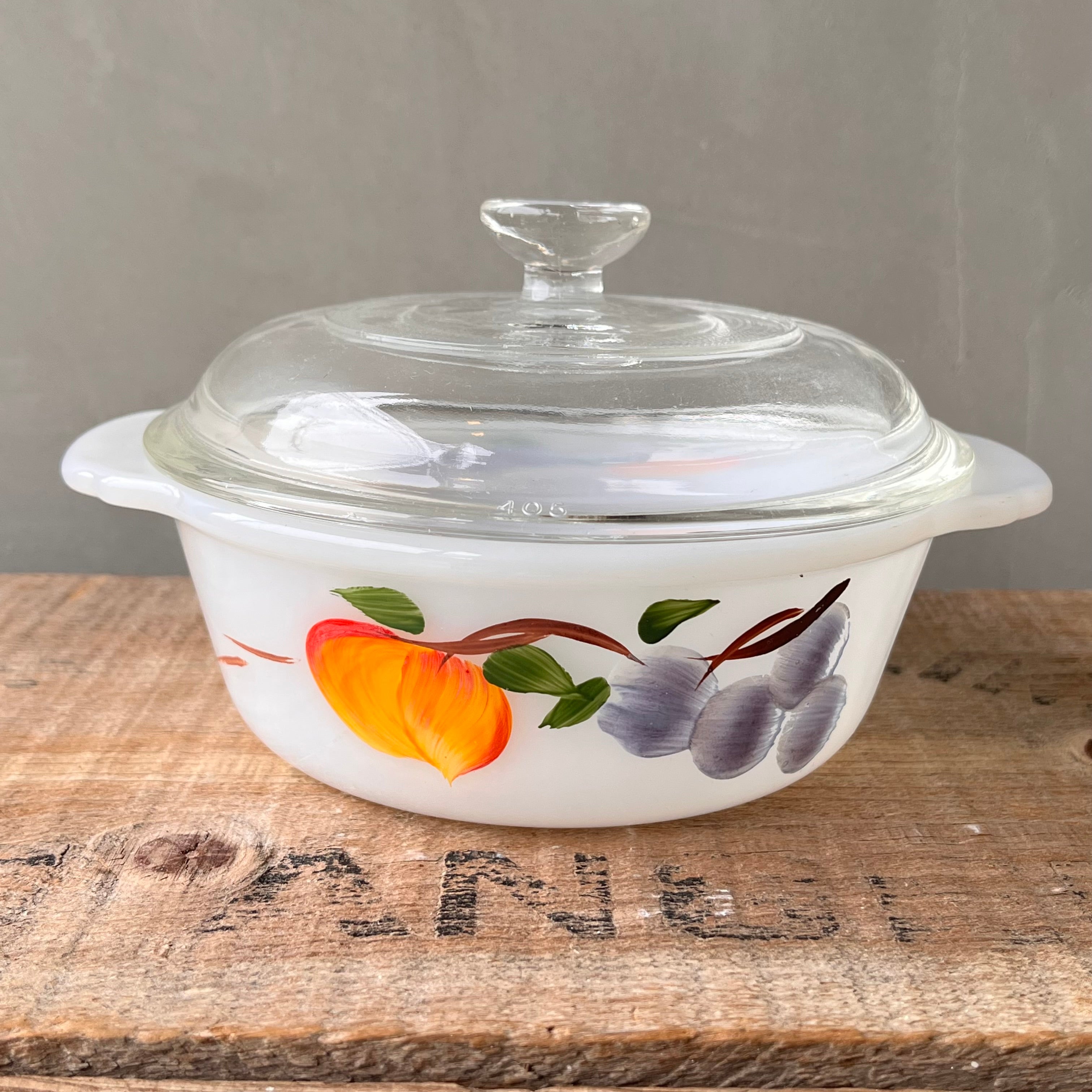 USA vintage Fire king Gay Fad Fruits Casserole ファイヤーキング ゲイファド キャセロール 強けれ  蓋付き アメリカ ビンテージ 売買されたオークション情報 落札价格 【au payマーケット】の商品情報をアーカイブ公開