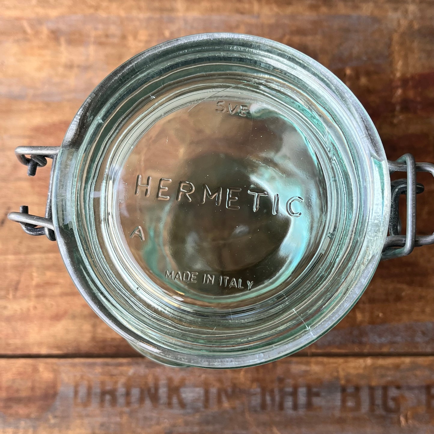 【Italy vintage】Hermetic Green Glass Jar