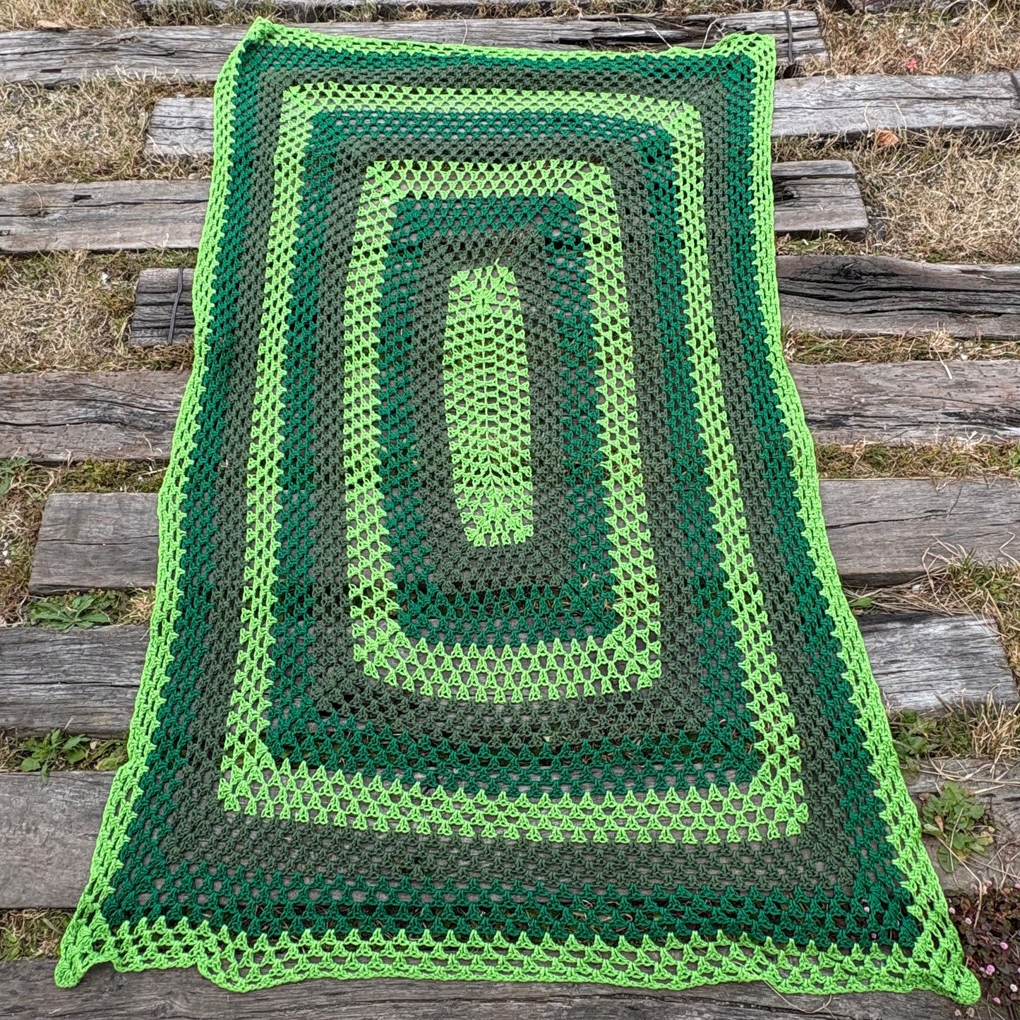 【USA vintage】granny blanket Green