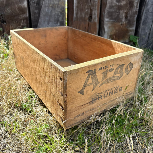 【USA vintage】Argo BRAND California Prunes Wooden Crate