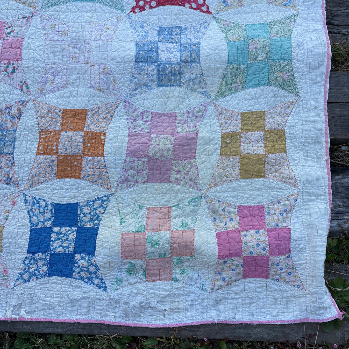 【USA vintage】feed sack antique quilt