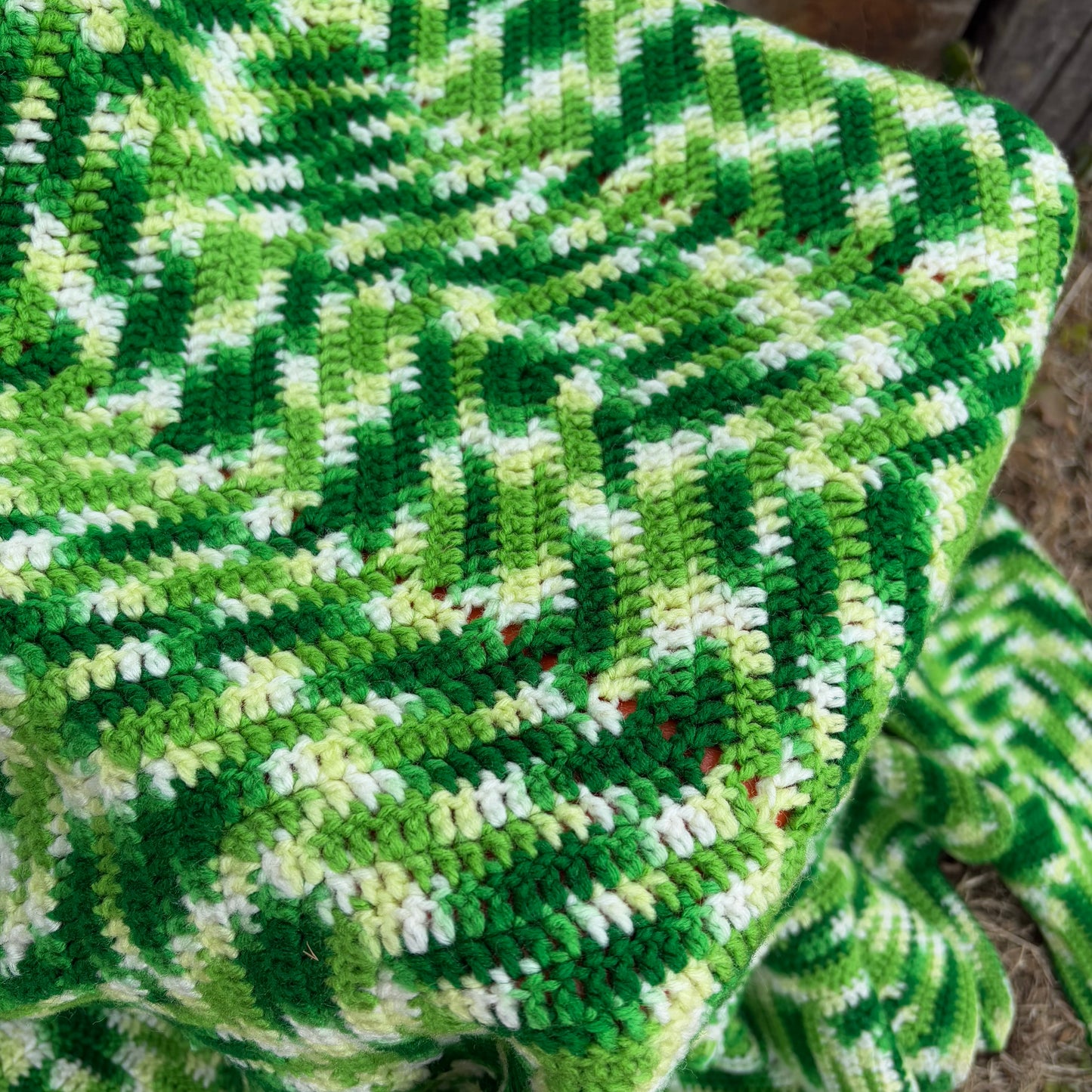 【USA vintage】granny blanket Green