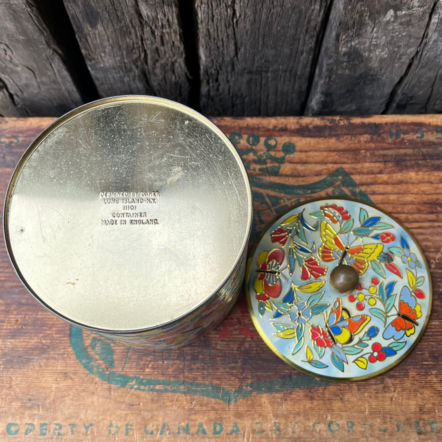 【England vintage】Daher Butterfly Tin Can