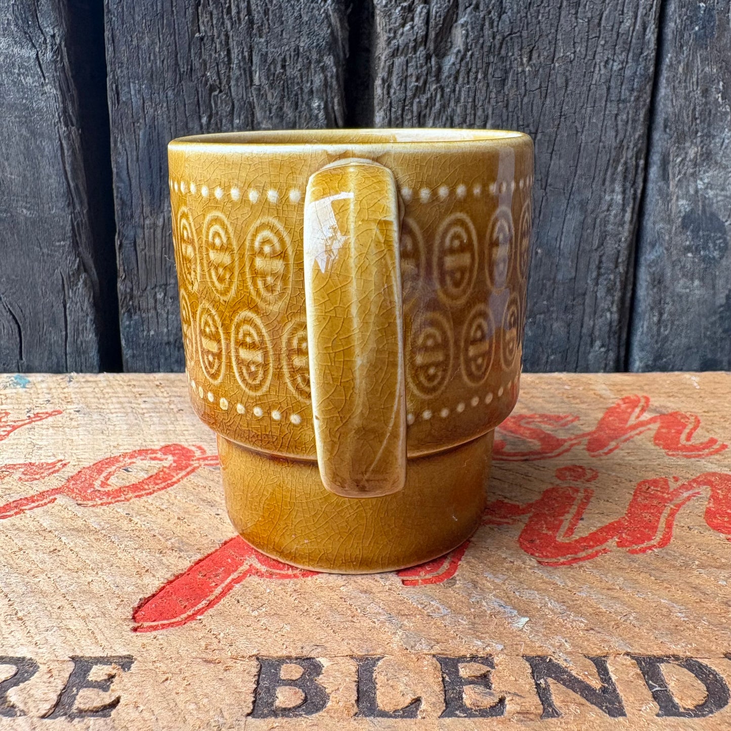 【1970s vintage】JAPAN stacking mug camel brown