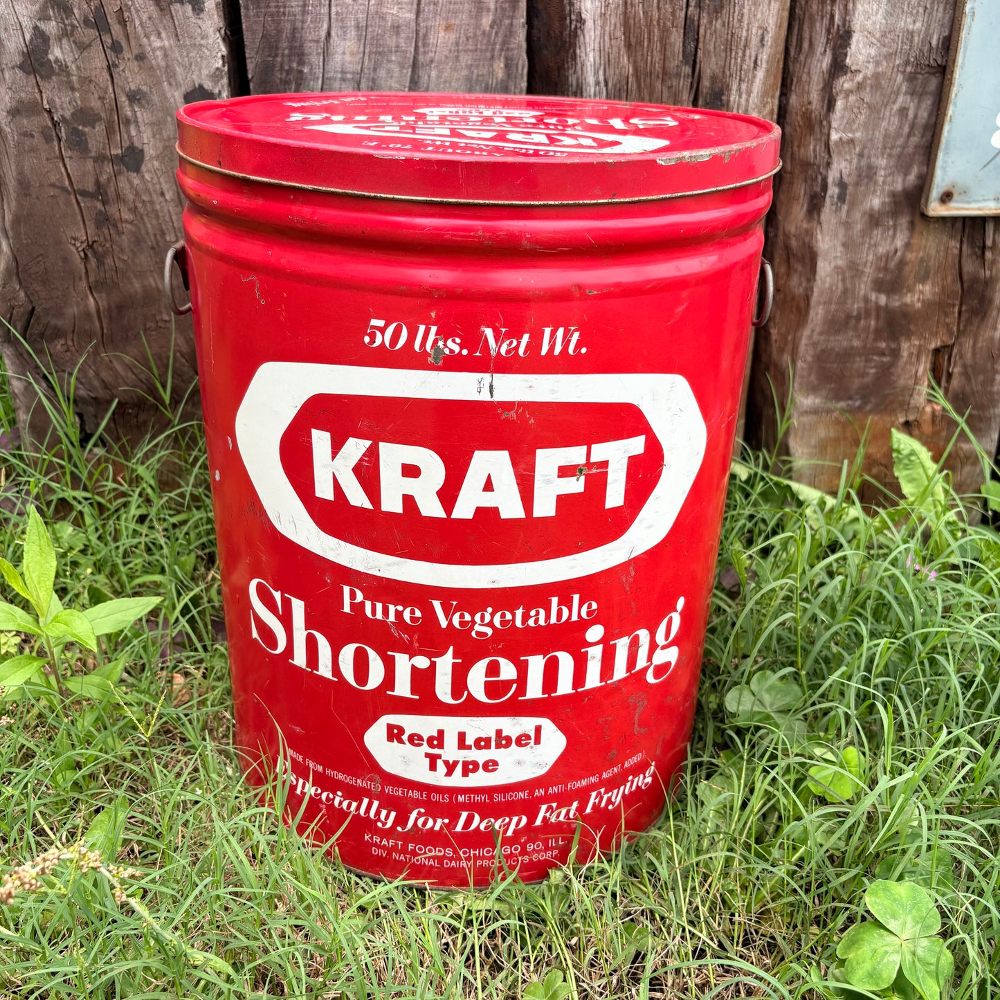 【1950s-1960s USA vintage】KRAFT Pure Vegetable Shortening 50lb Tin Can