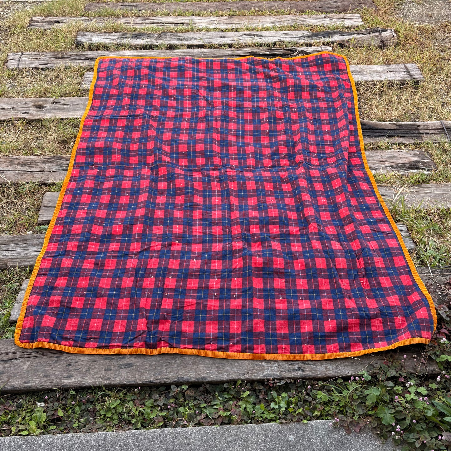 【USA Vintage】 Handmade Patchwork Quilt Blanket