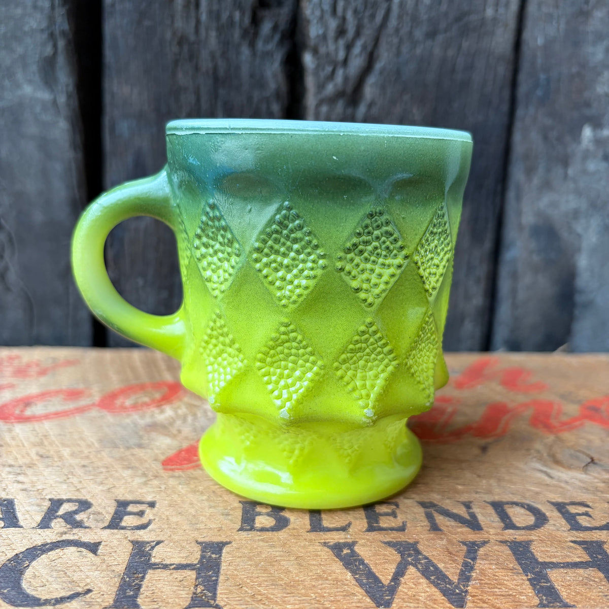 【1960s-1976 USA vintage】Fire-King Kimberley mug Green