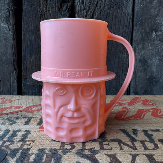 【1950s-1960s USA vintage】MR. PEANUT Plastic Mug Pink