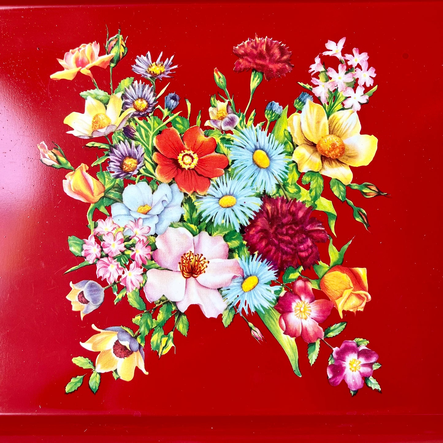 【1950s vintage】Red Floral Serving Tray