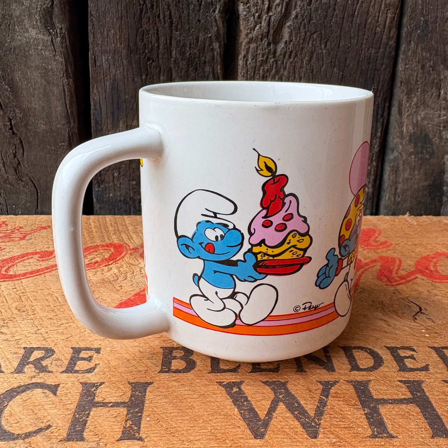 【1980s vintage】Smurfs Happy Birthday Mug