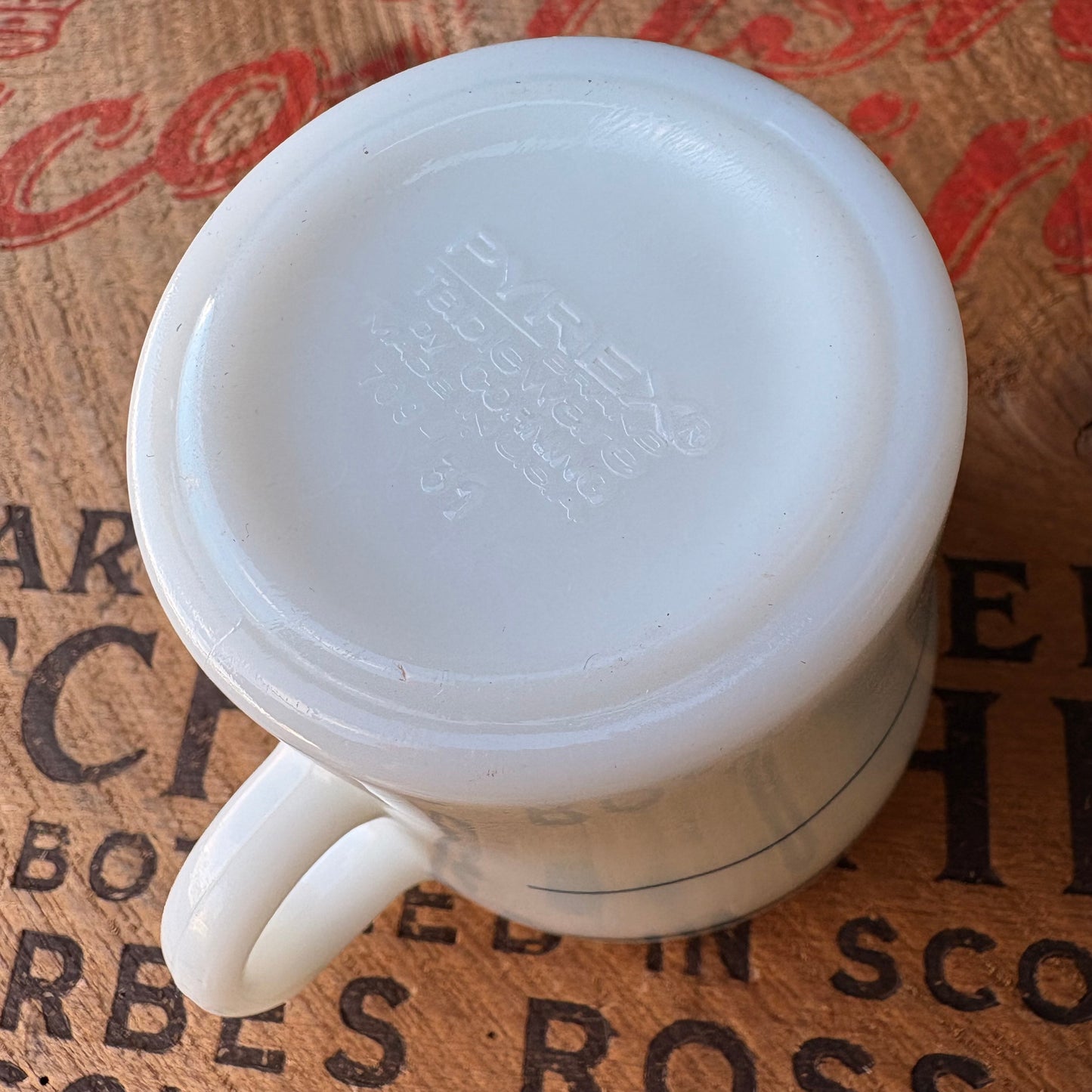 【1970s USA vintage】PYREX U.S. Military Milk Glass Mug