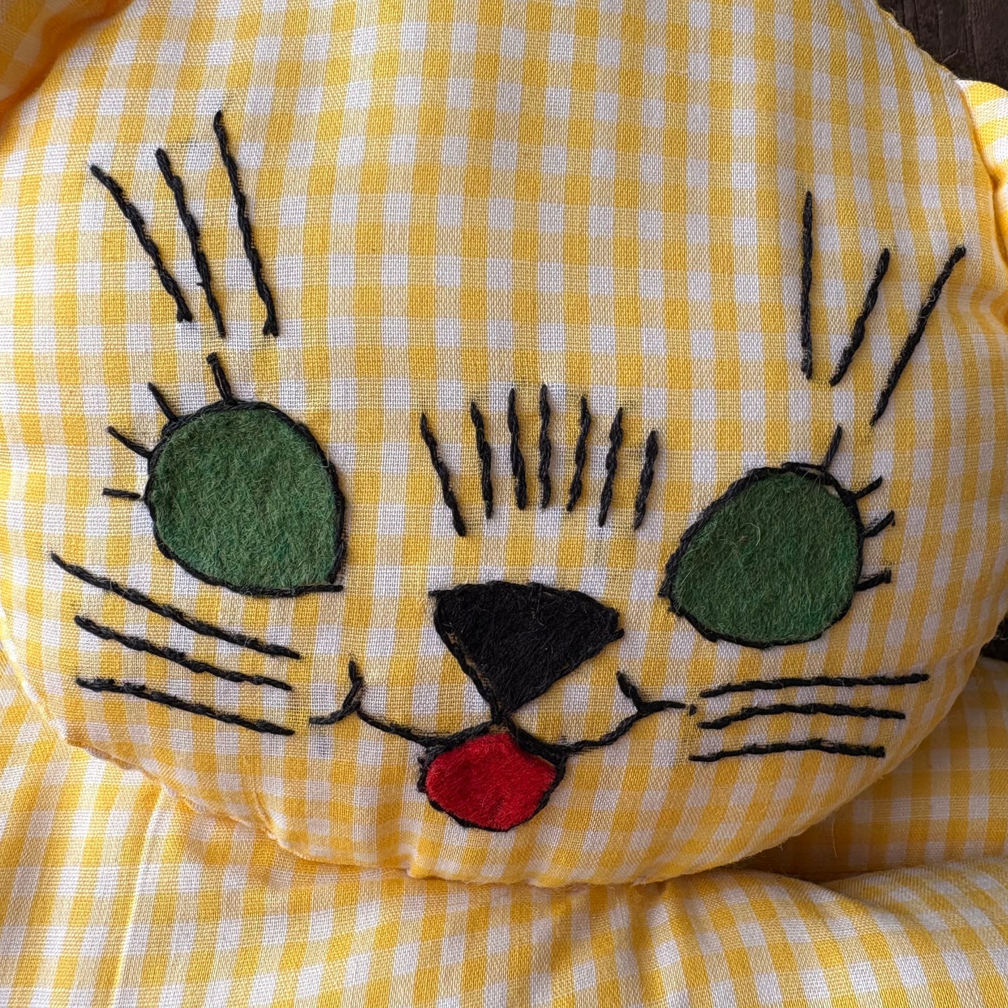 【USA Vintage】 Handmade Gingham Cat