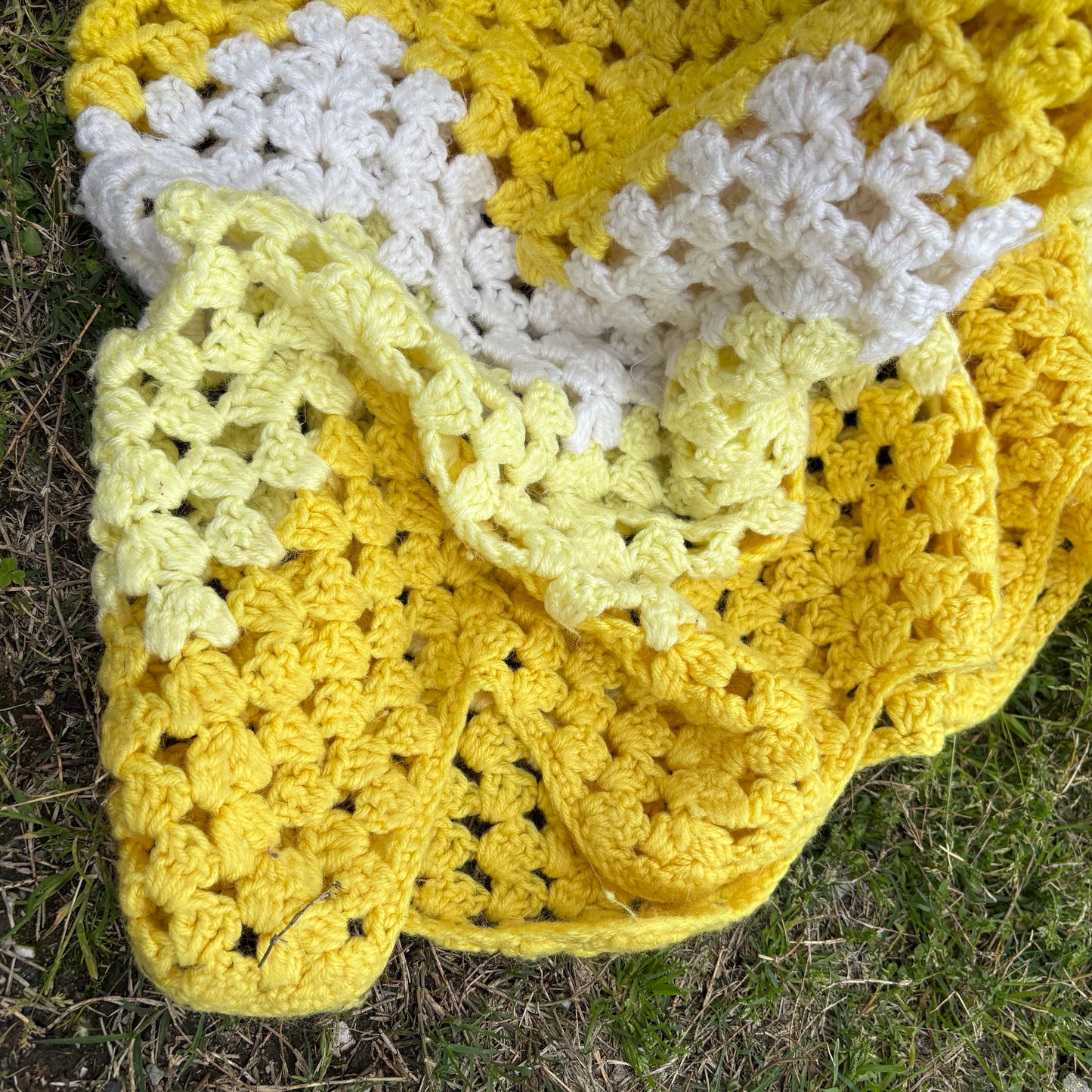 【USA vintage】Granny Blanket Yellow Zigzag