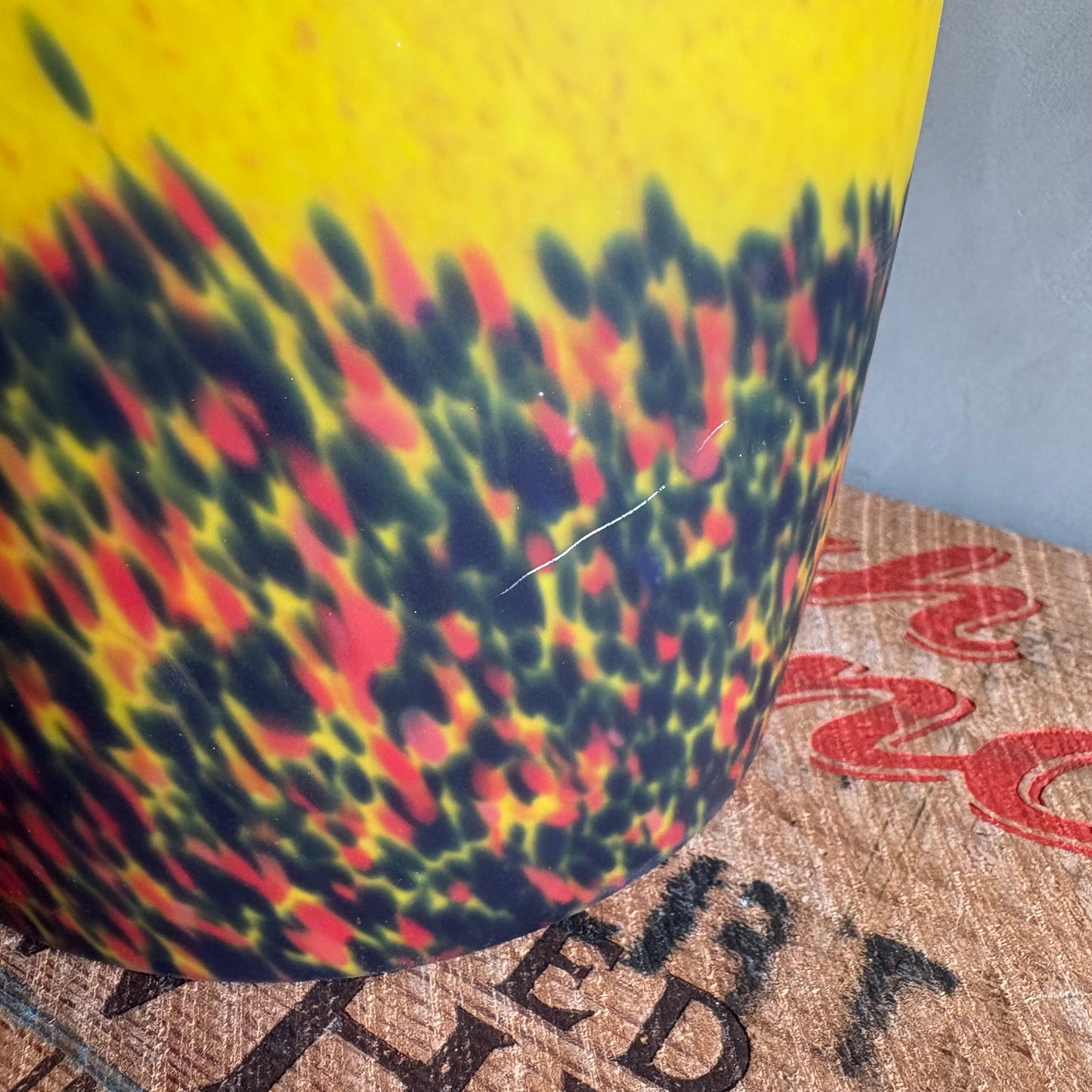 【1970s USA vintage】Yellow Speckled Glass Hanging Pendant Lamp
