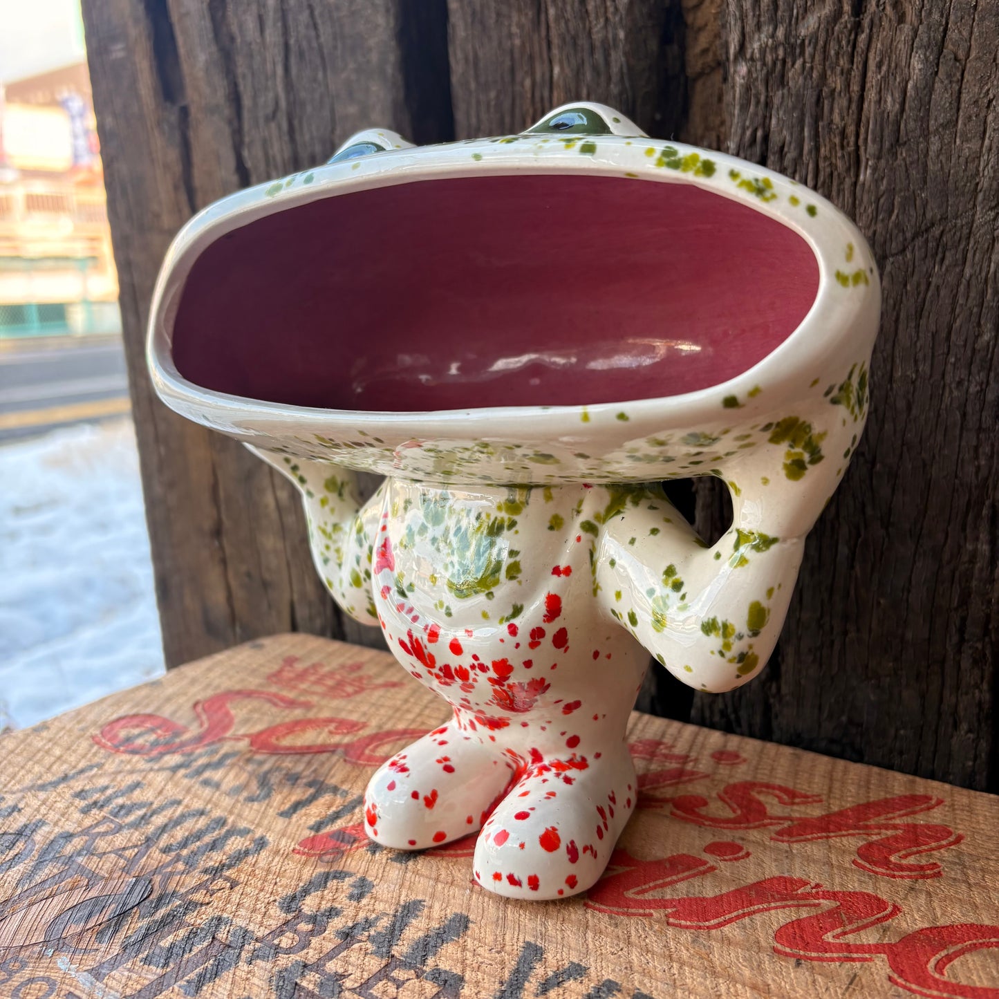 【1970s USA vintage】Ceramic Frog Candy Dish