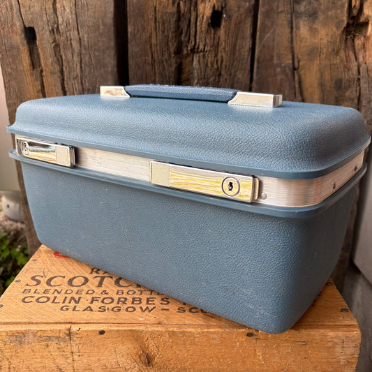 【1960s-1970s USA vintage】Samsonite Train Case Blue