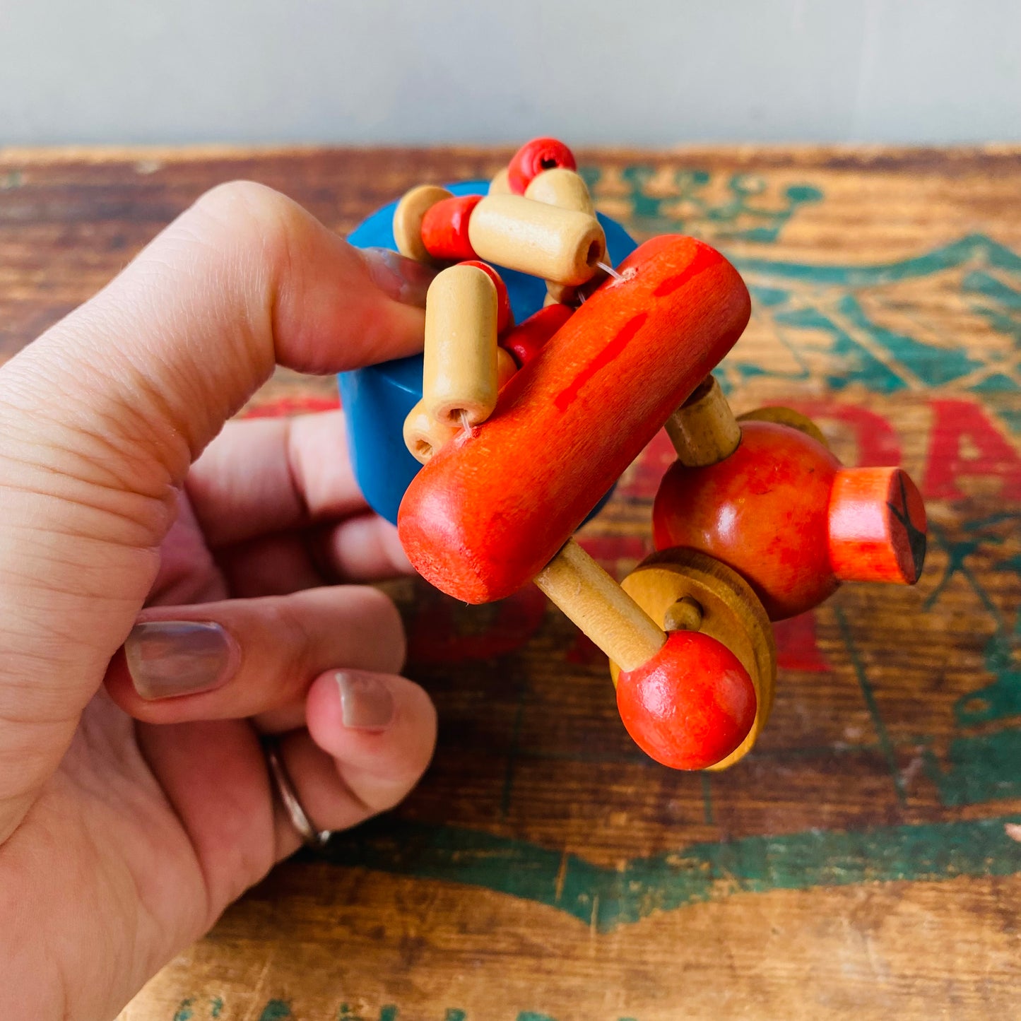 【Czechia vintage】 wooden push up toy