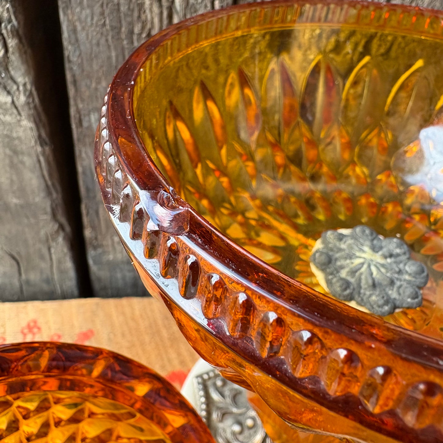 【USA Vintage】Amber Glass Candy Dish