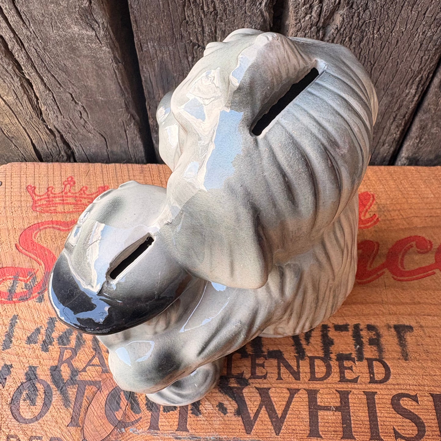 【1960s USA Vintage】Ceramic Bank FORD Advertising Shaggy Dog
