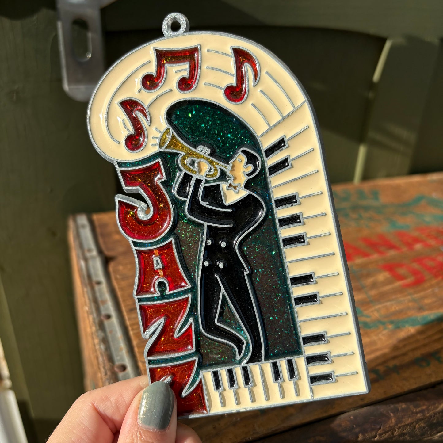 【USA vintage】stained glass ornament JAZZ