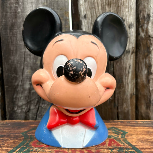 【1971 USA vintage】PLAY PAL Disney Mickey Mouse head coin bank