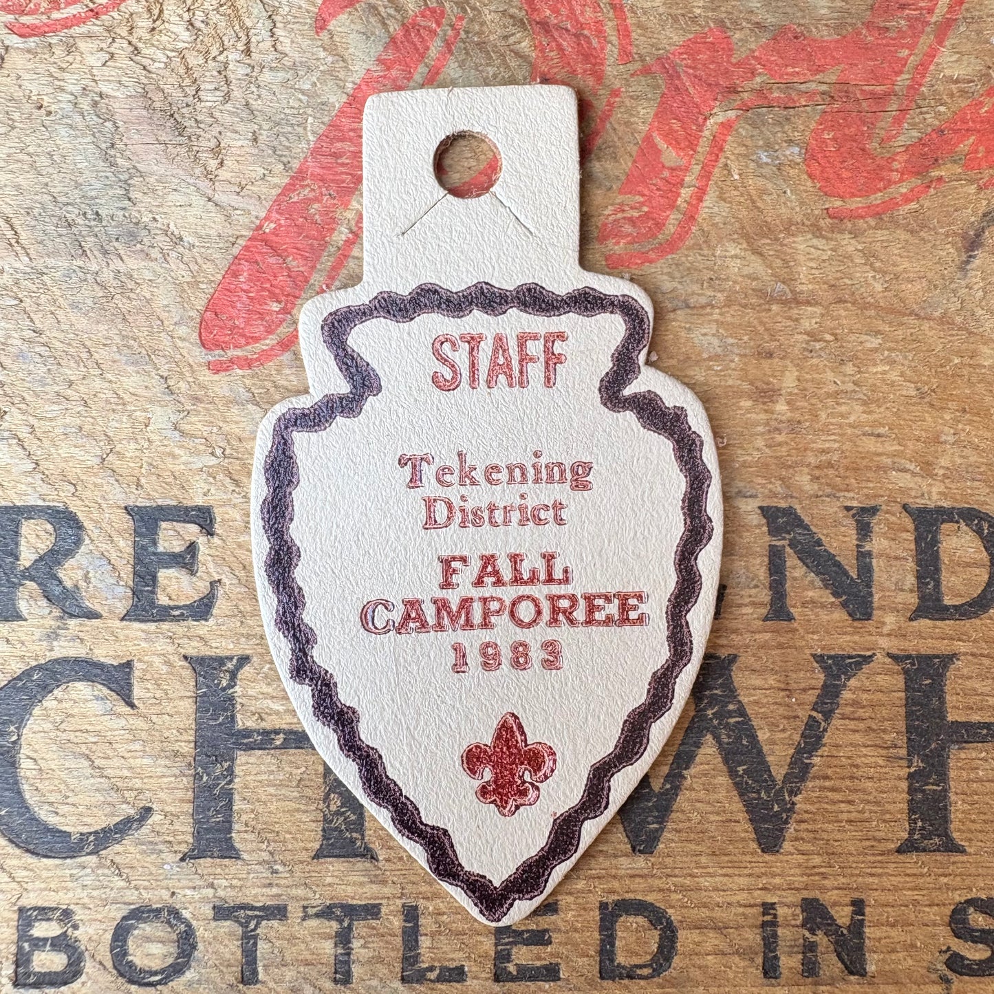 【1980s USA vintage】BOY SCOUT FALL CAMPOREE 1983 STAFF Leather Dangle