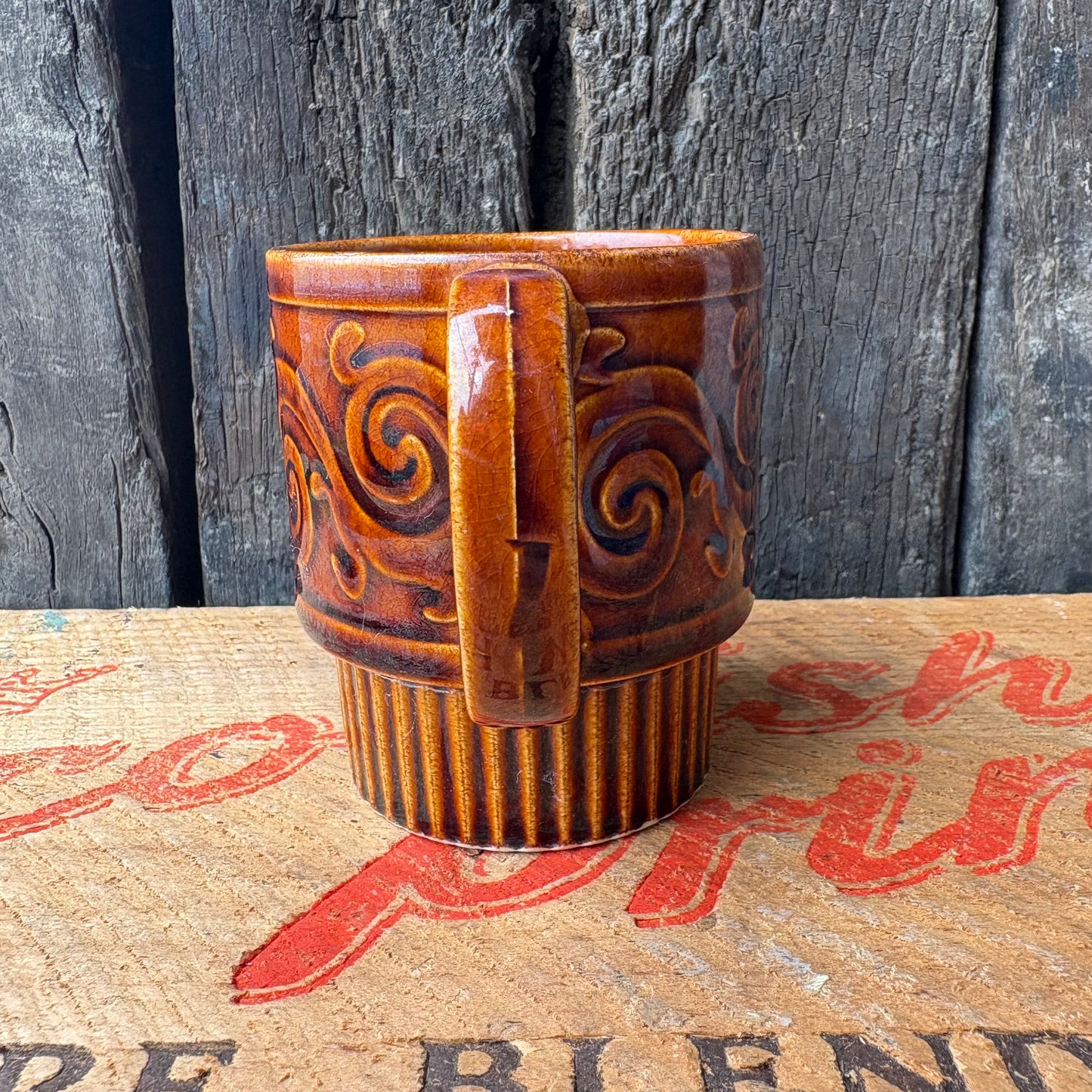 【1970s vintage】stacking mug JAPAN brown