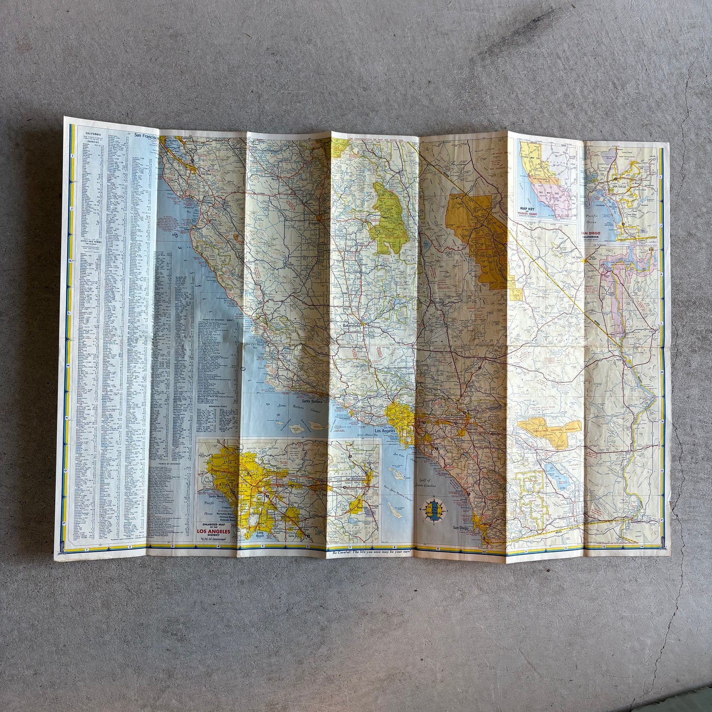 【1960 USA vintage】Richfield California Travel Road Map