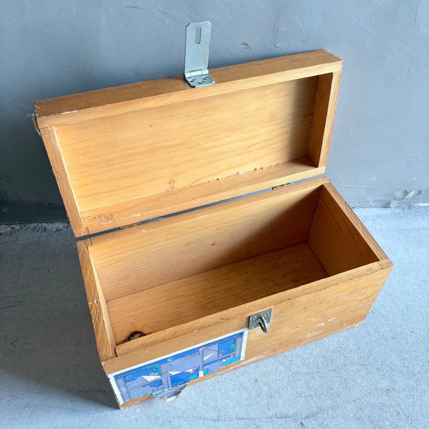 【1970s USA vintage】Handmade Baseball Sticker Wooden Box