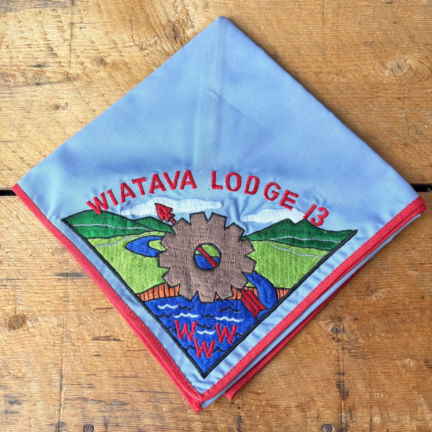 【1980s USA vintage】WIATAVA LODGE 13 Embroidered Scout Neckerchief bandanna