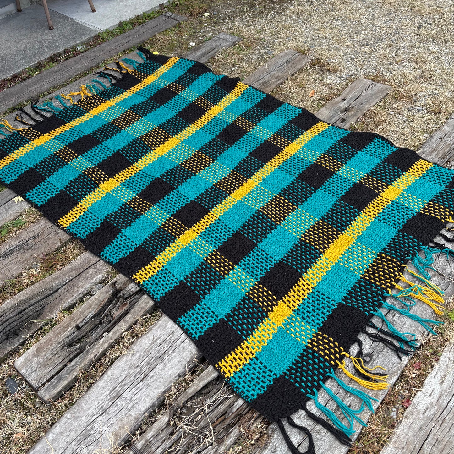 【 USA vintage】granny blanket check pattern