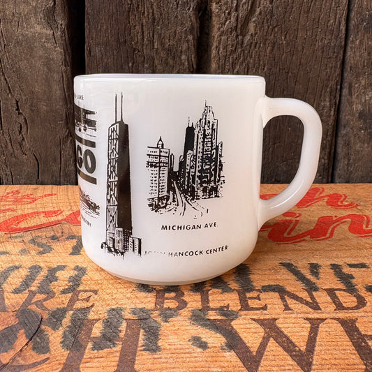 【USA vintage】FEDERAL Glass CHICAGO Milk Glass Mug