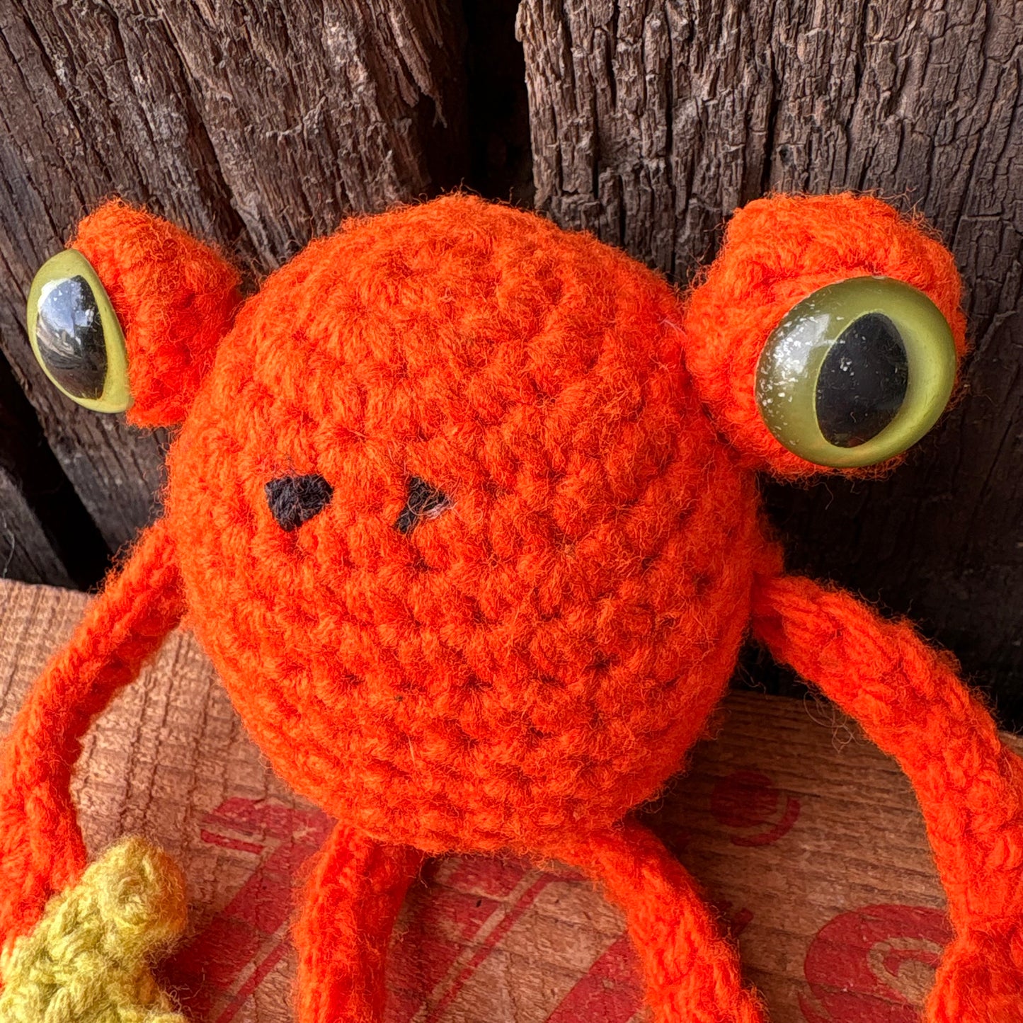 【USA vintage】Frog Crochet Doll Handmade Knit Plush Toy