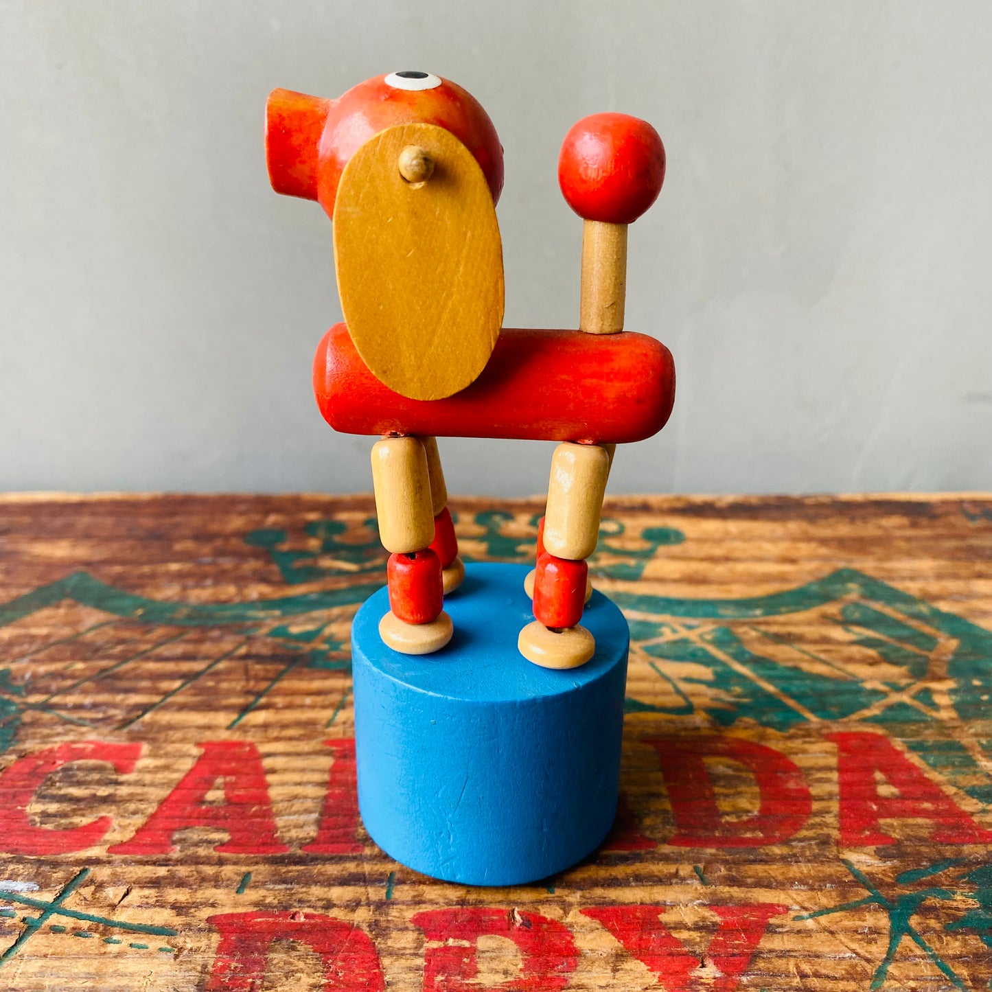 【Czechia vintage】 wooden push up toy