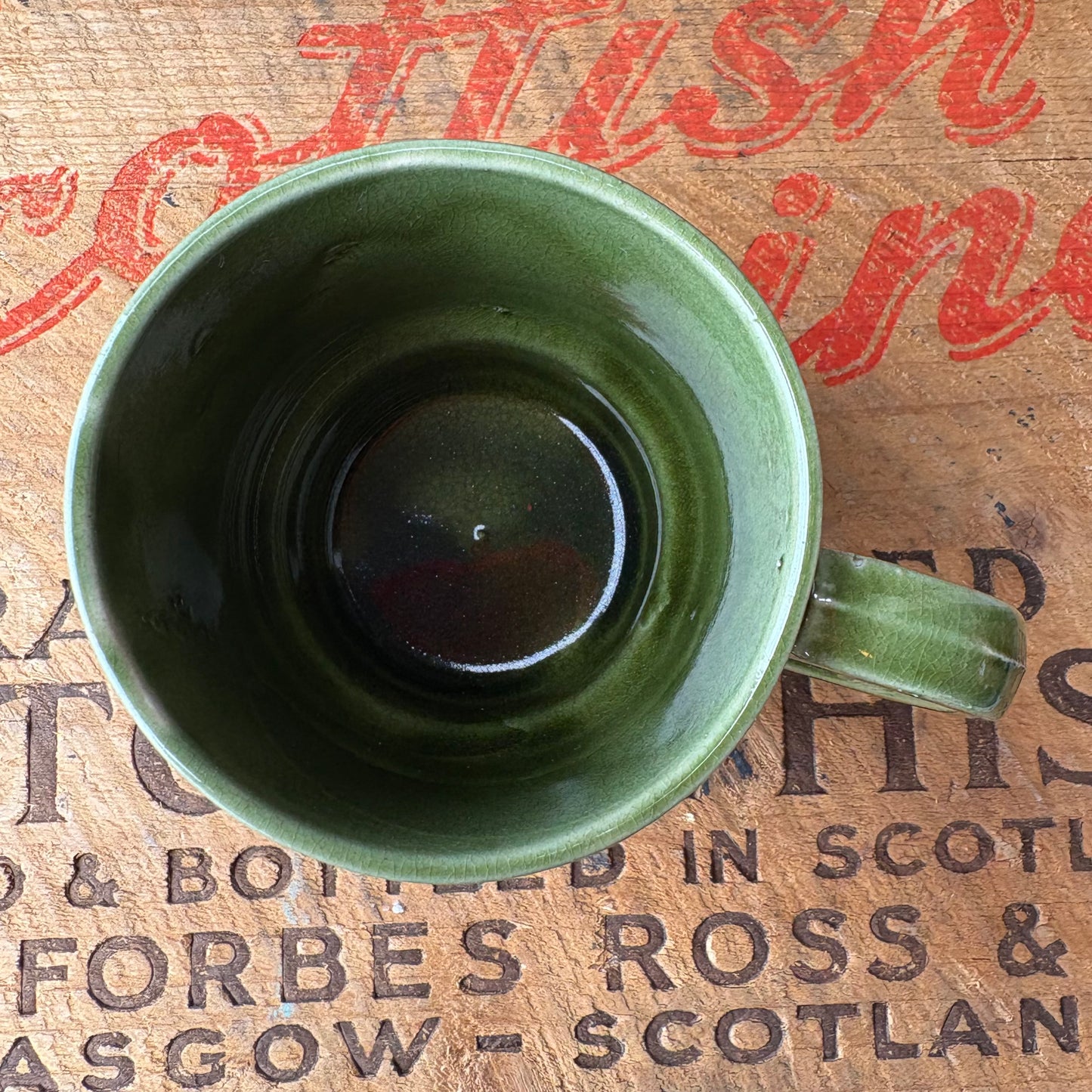【1970s vintage】JAPAN stacking mug Green flower