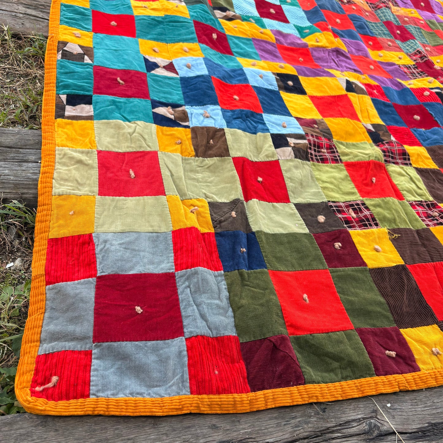 【USA Vintage】 Handmade Patchwork Quilt Blanket