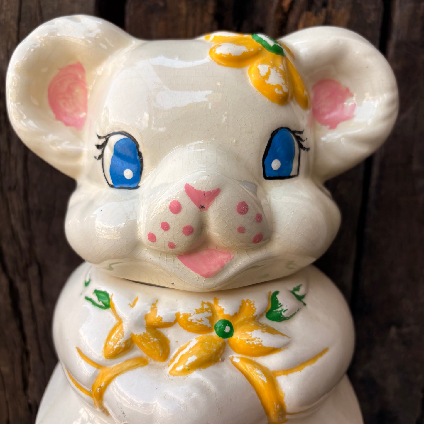 【1940s USA vintage】American Bisque Turnabout Bear Cookie Jar