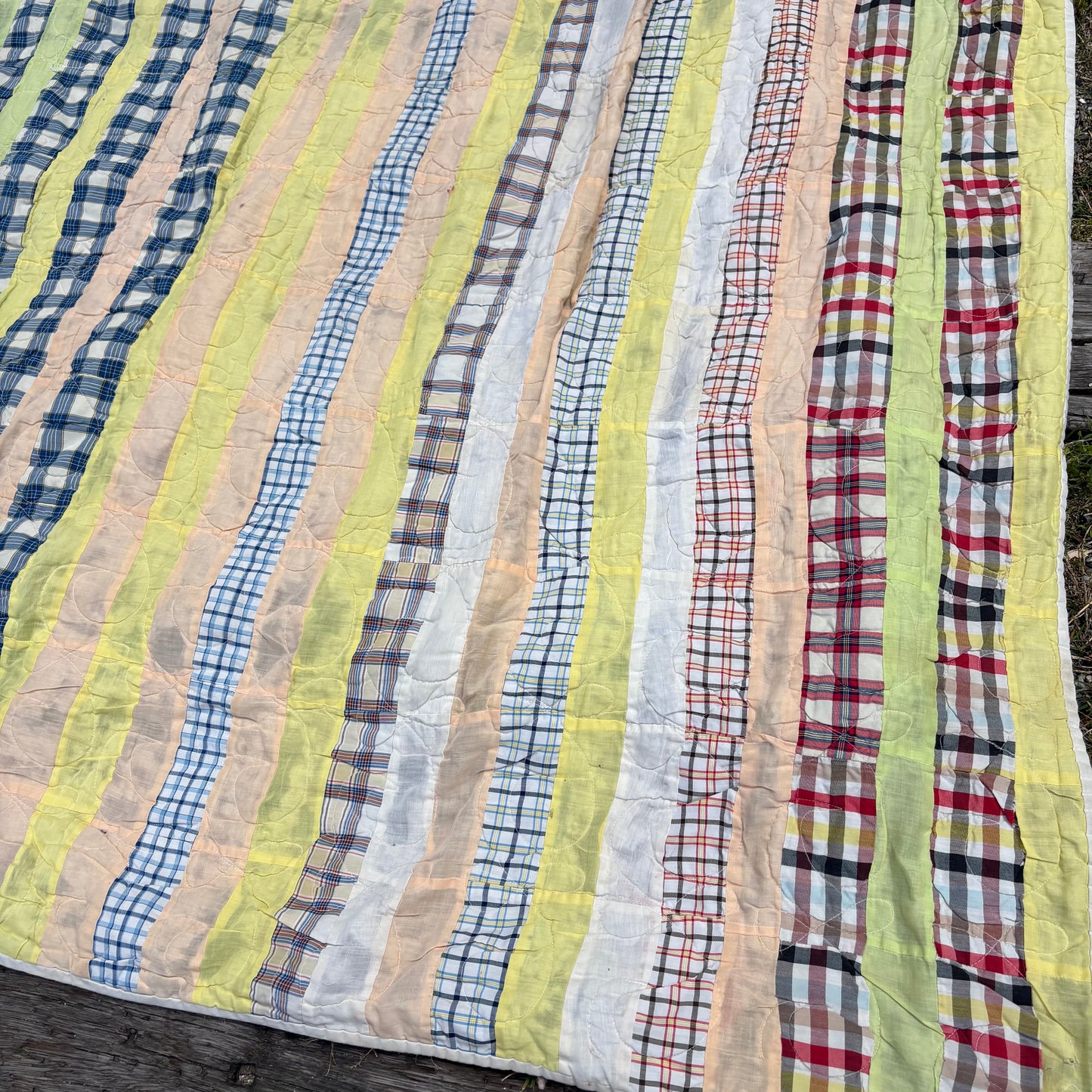 【USA vintage】Patchwork Quilt / Multi Stripe