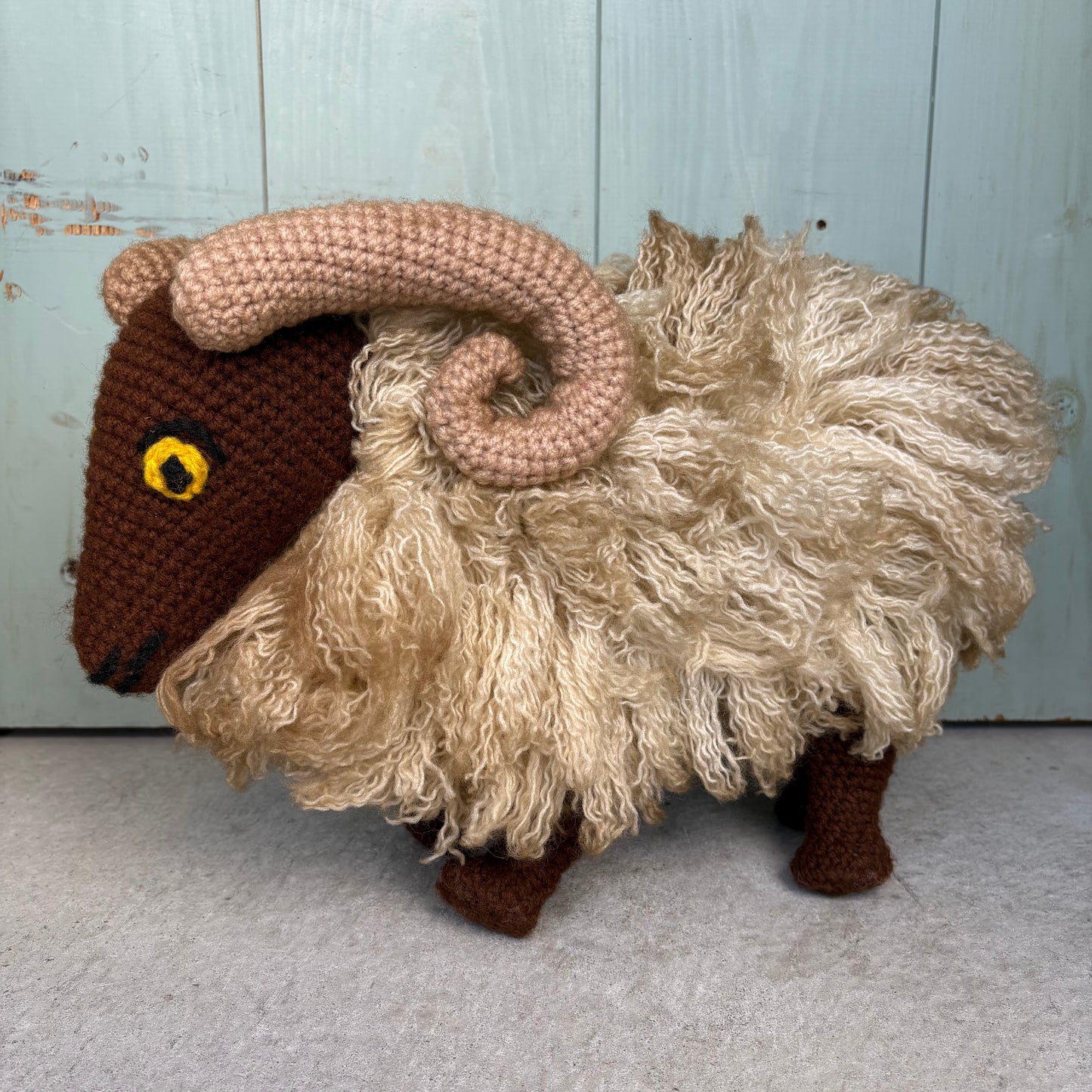 【USA vintage】Handmade Crochet Ram Doll