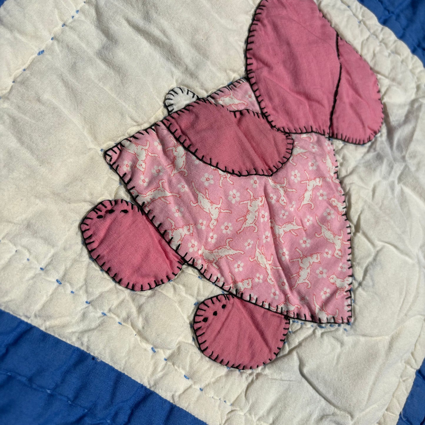 【1920s-1930s USA vintage】Sunbonnet Sue Feed Sack Quilt