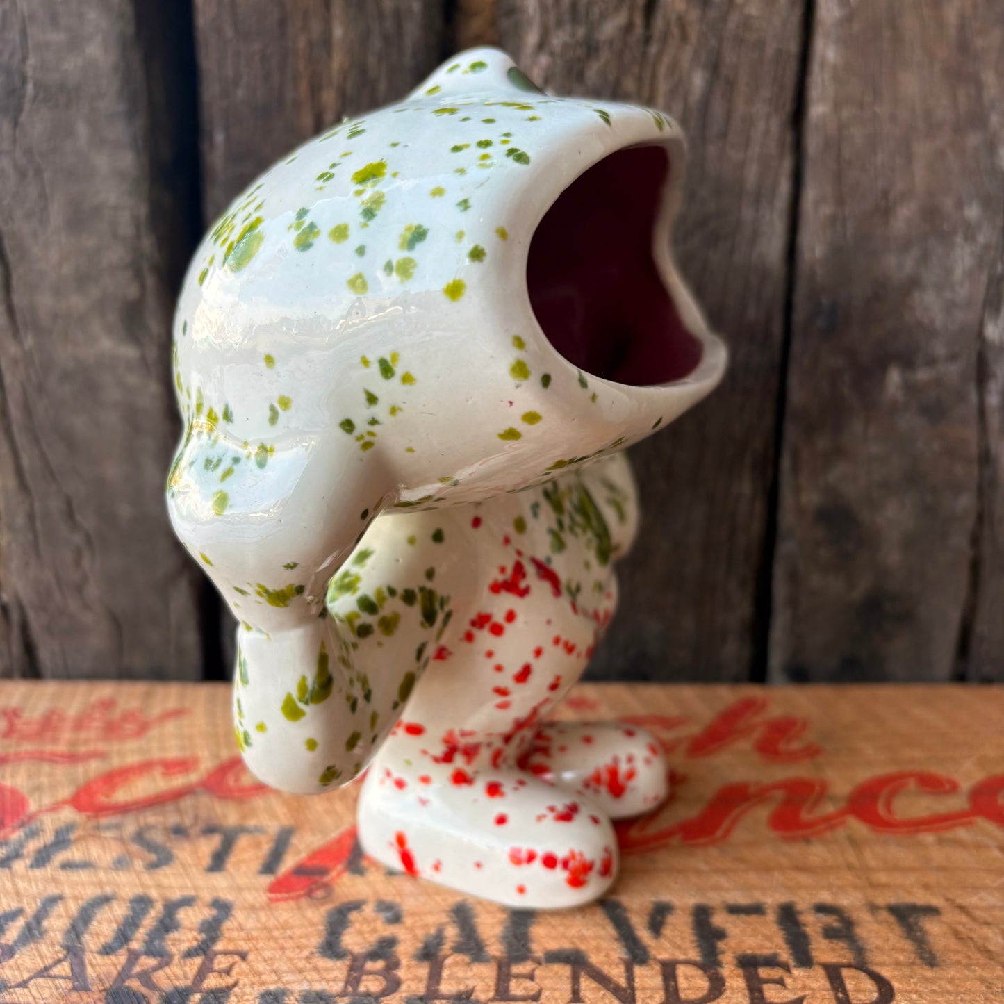 【1970s USA vintage】Ceramic Frog Candy Dish