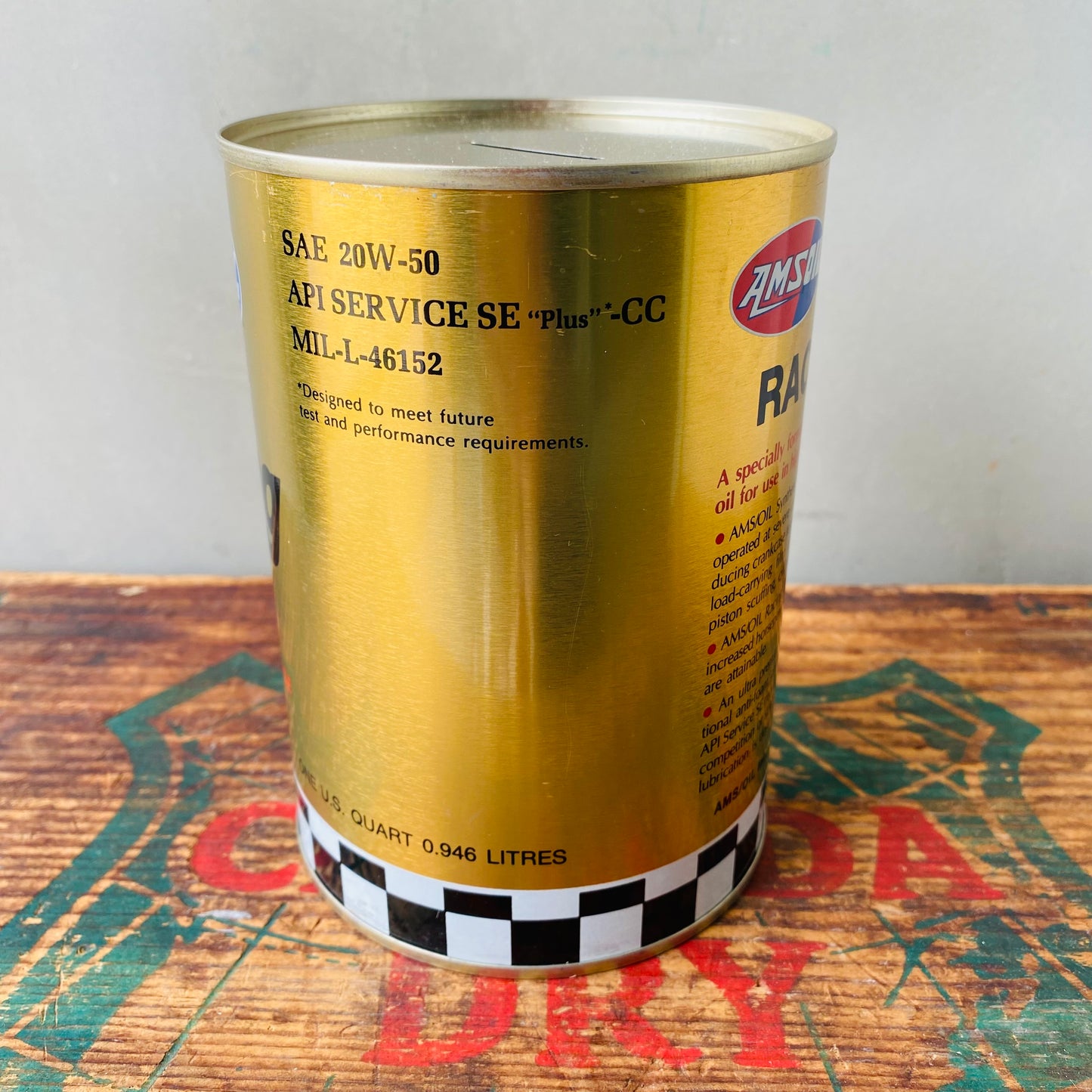 【USA vintage】AMS OIL can coin bank 1