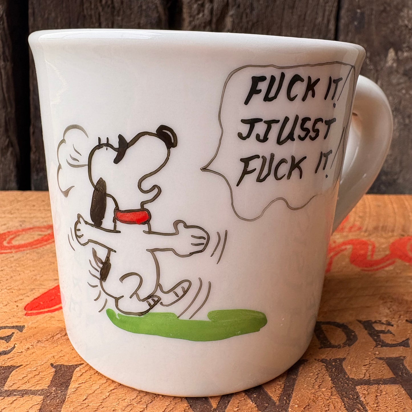 【USA vintage】 hand paint SNOOPY mugcup