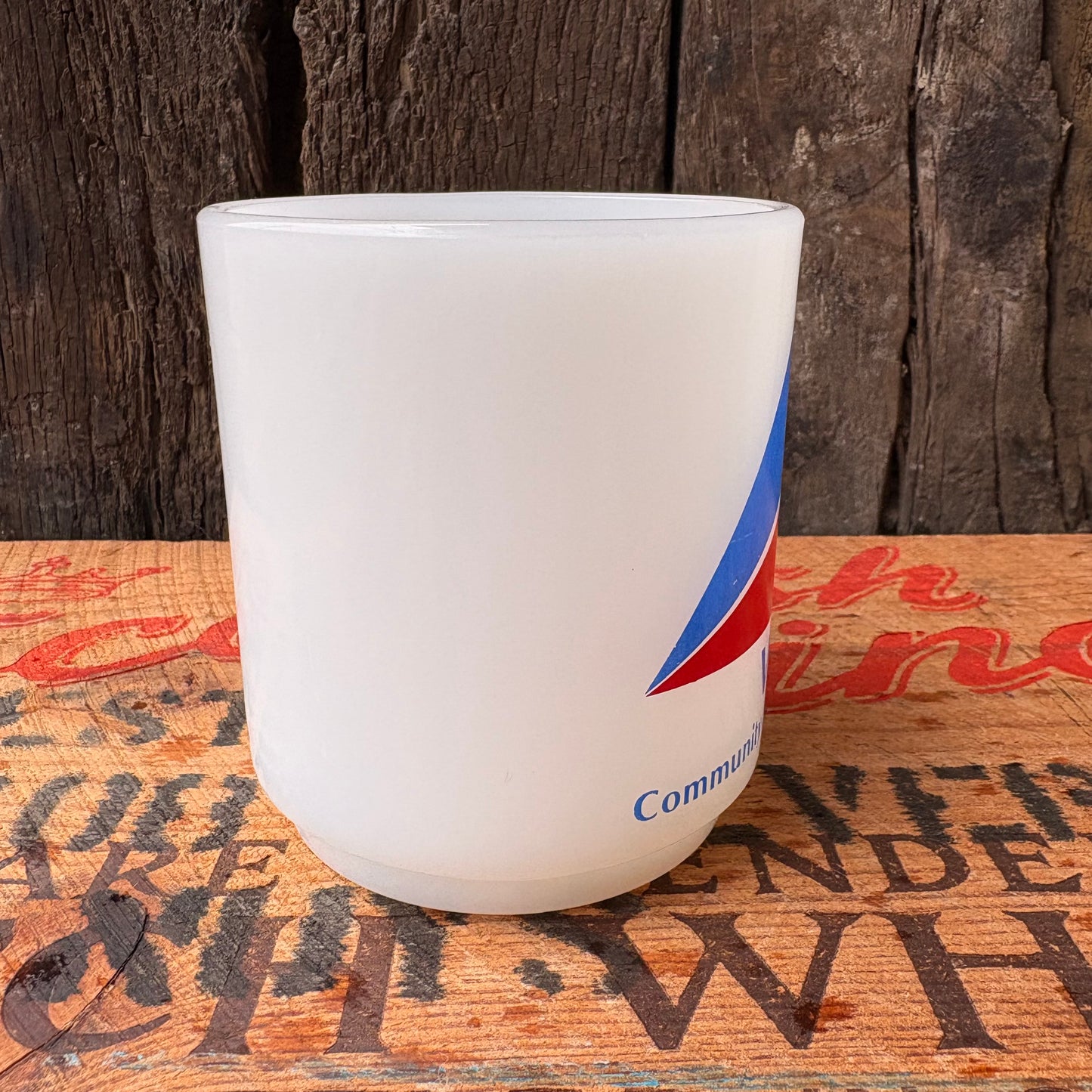 【USA vintage】Glassbake “VIP Community Service Award” Milk Glass Mug