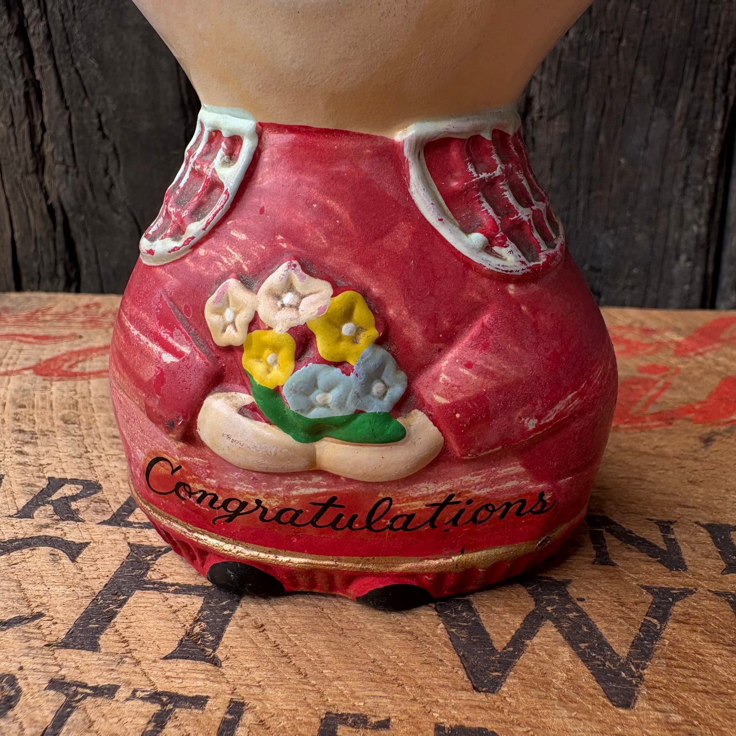 【1970s USA vintage】Congratulations Girl Ceramic Bank