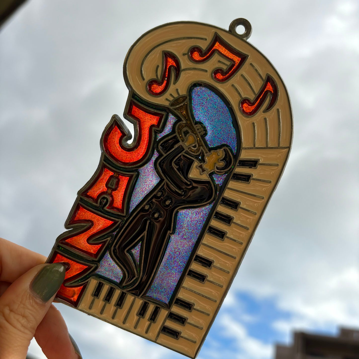 【USA vintage】stained glass ornament JAZZ