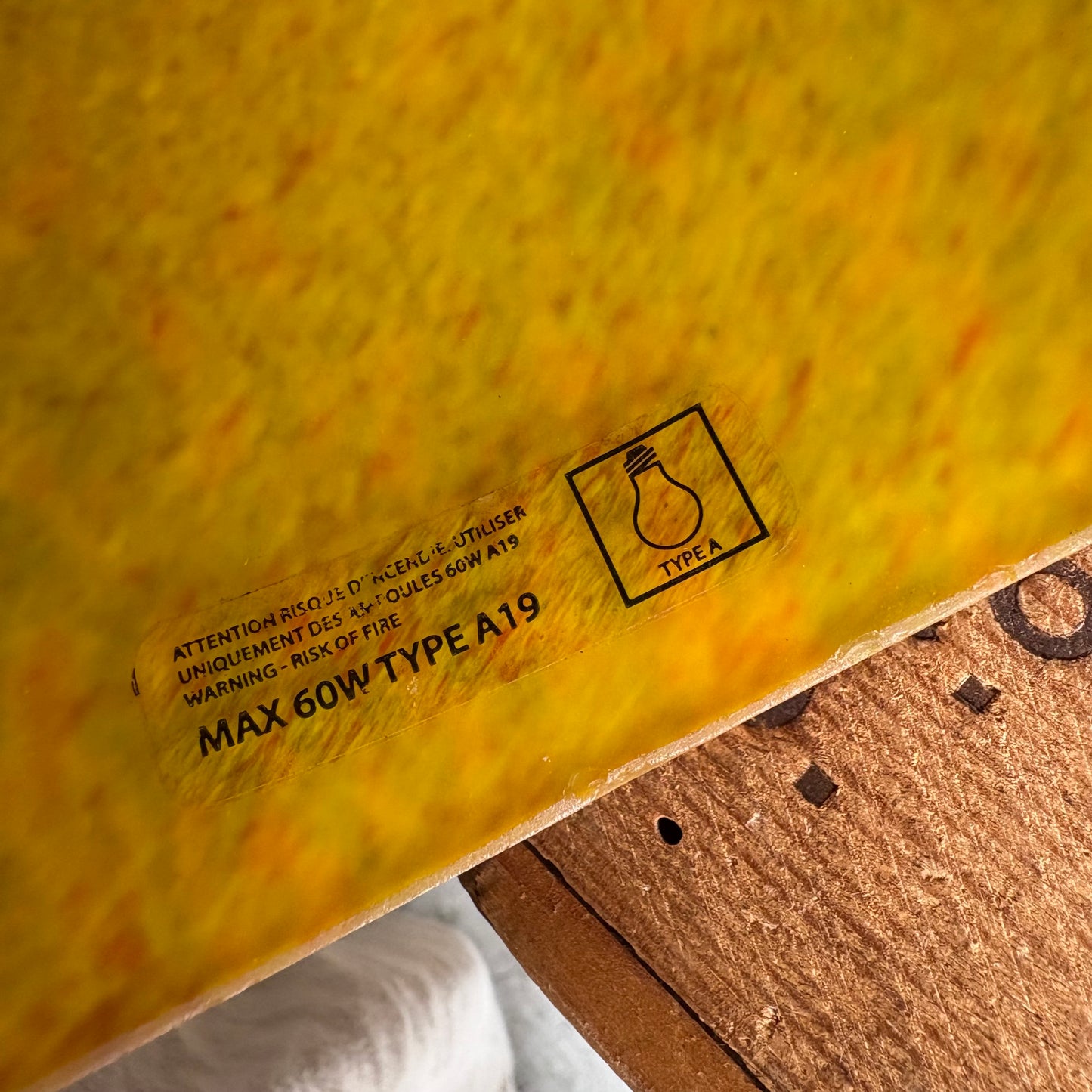 【1970s USA vintage】Yellow Speckled Glass Hanging Pendant Lamp