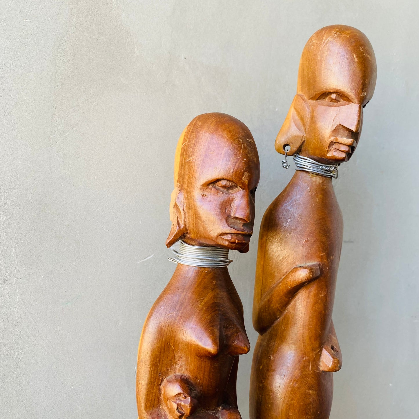 【1960s-1970s vintage】 Africa wood figure set